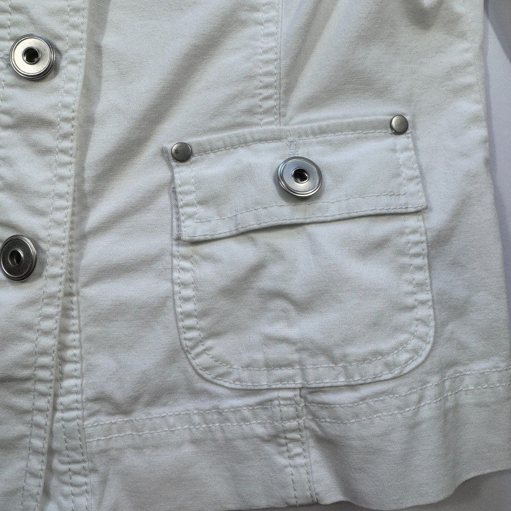 Baccini White Grommet Jacket‎ Womens Petite Medium PM Cotton Stretch Lightweight - Picture 5 of 13